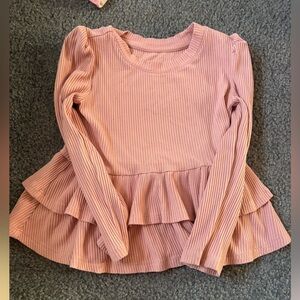 Little Sleepies Pink Ruffled Long Sleeve Peplum Top